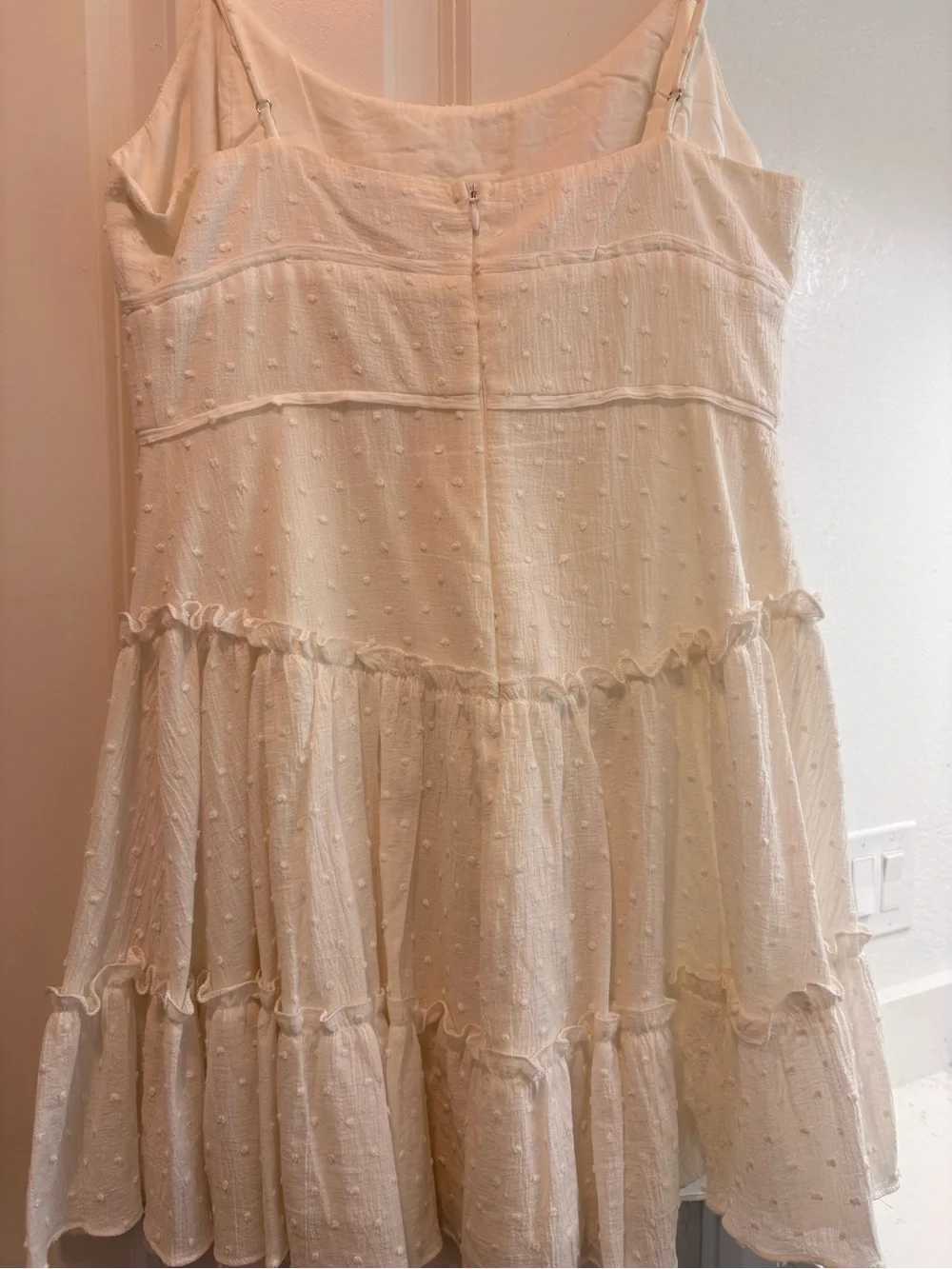 White Tiered Spaghetti Strap Dress - Picture 3 of 5